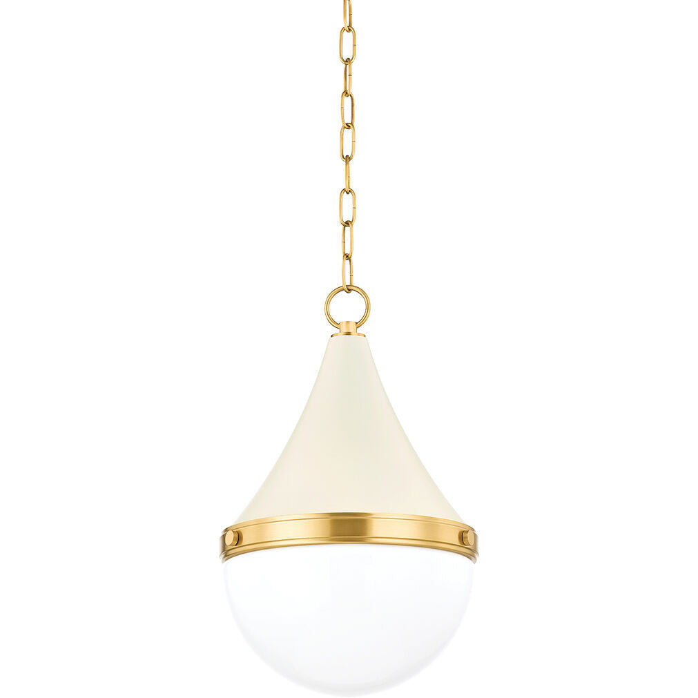 Mitzi 1 Light Pendant in Aged Brass/Soft Cream H787701S-AGB/SCR