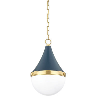 Mitzi 1 Light Pendant in Aged Brass/Soft Navy H787701S-AGB/SNY