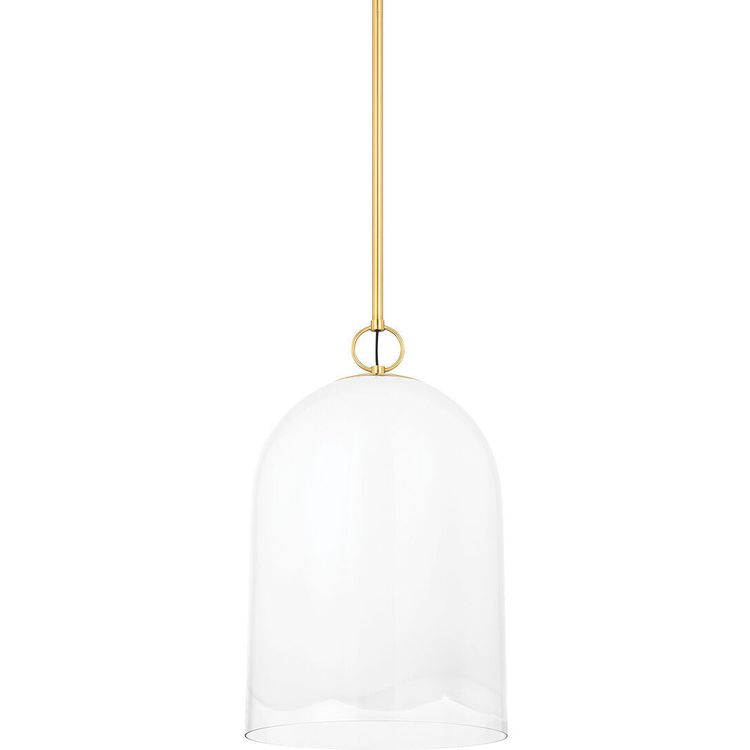 Mitzi 1 Light Pendant in Aged Brass/Soft Cream H773701L-AGB/SCR