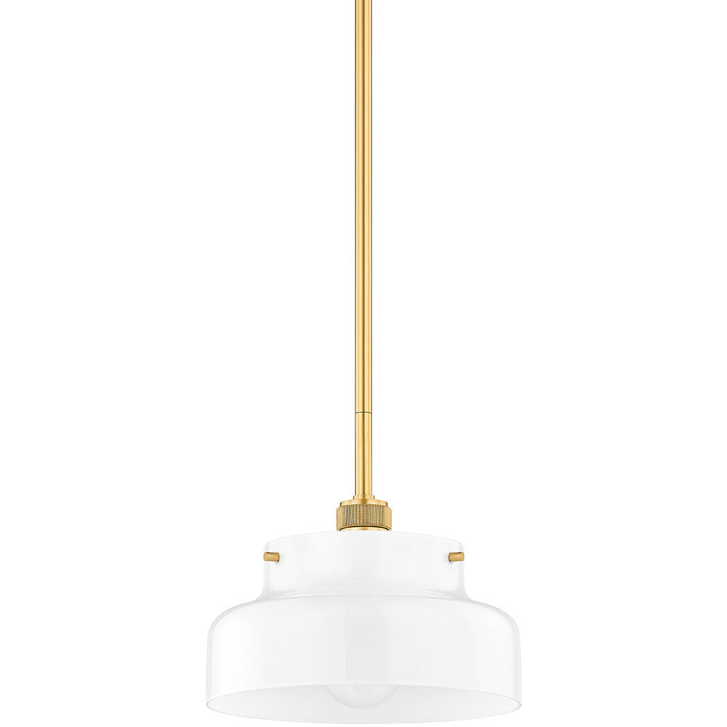 Mitzi 1 Light Pendant in Aged Brass H769701S-AGB/GWH