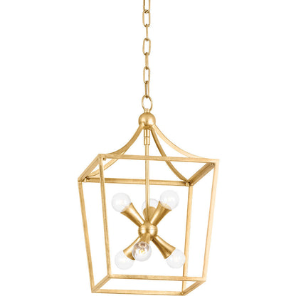 Mitzi 4 Light Lantern in Vintage Gold Leaf H731704L-VGL