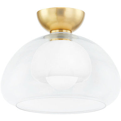 Mitzi 1 Light Semi Flush in Aged Brass H813601-AGB