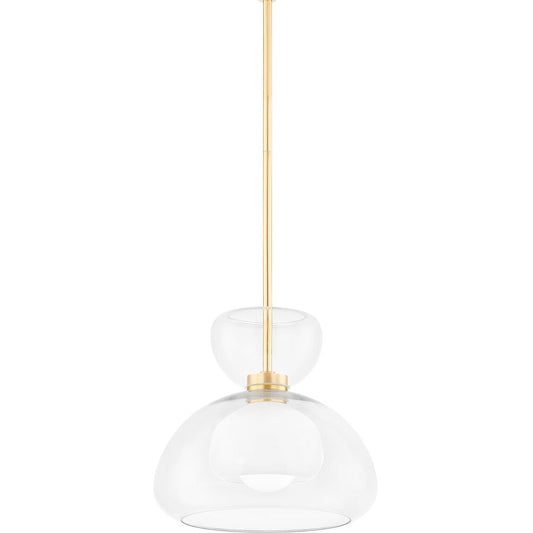 Mitzi 1 Light Pendant in Aged Brass/Soft Cream H793701-AGB/SCR