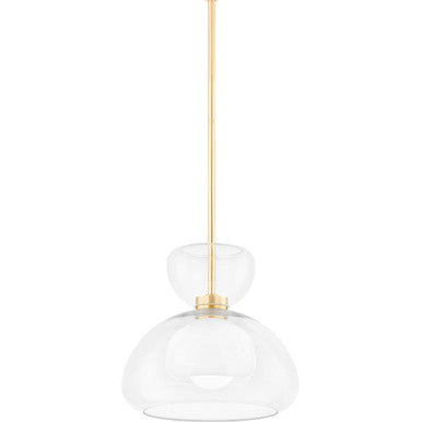 Mitzi 1 Light Pendant in Aged Brass/Soft Cream H793701-AGB/SCR