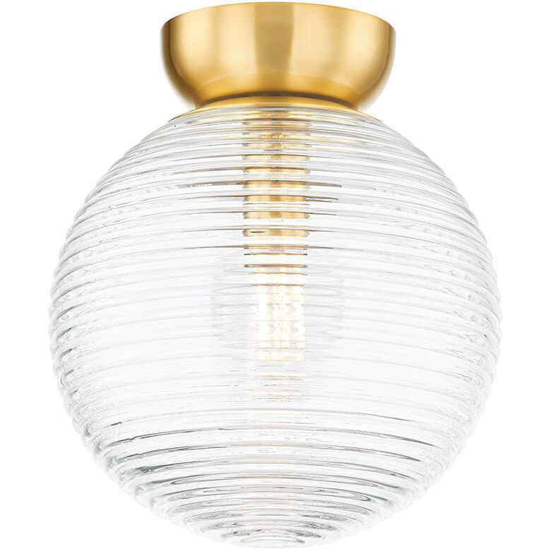 Mitzi 1 Light Flush Mount in Aged Brass/Textured White H799501-AGB/CTW