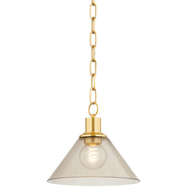 Mitzi 1 Light Pendant in Aged Brass/ Ceramic Whitewash Bisque H830701-AGB/CWB