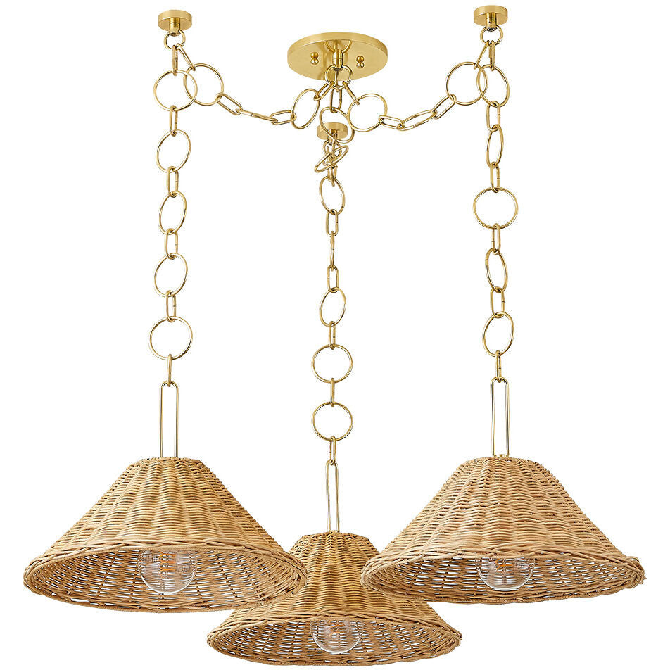 Mitzi 3 Light Chandelier in Aged Brass H831803-AGB