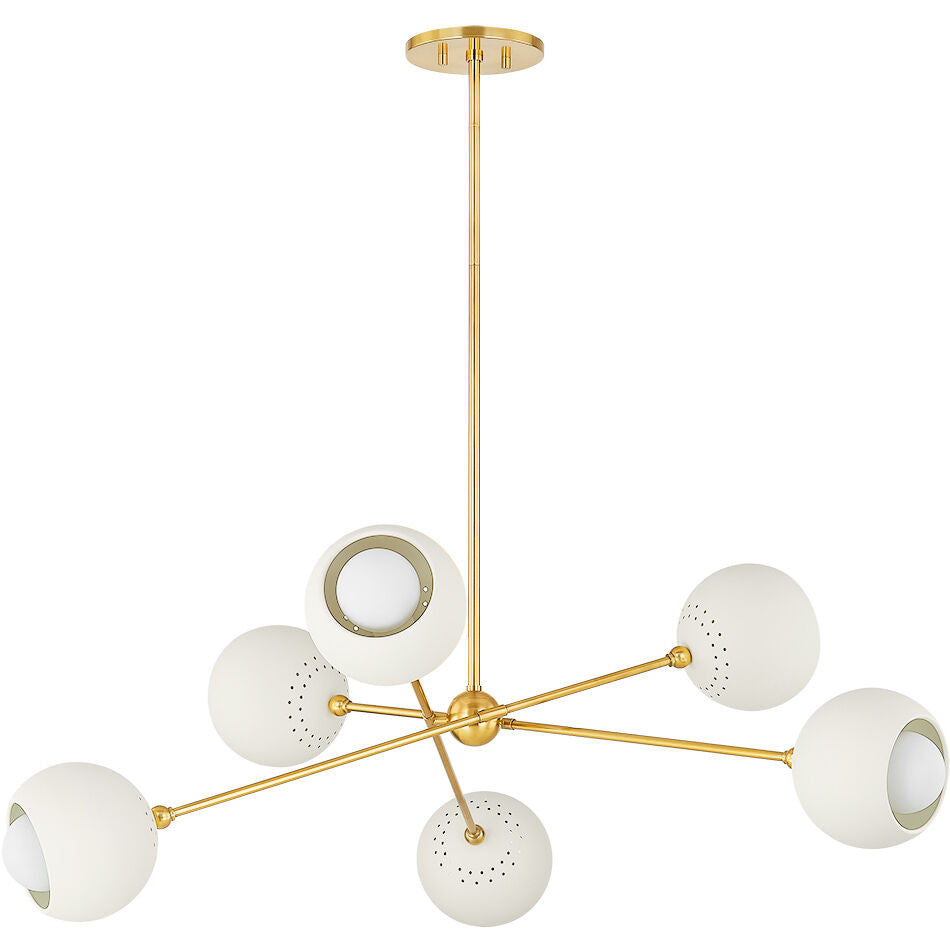 Mitzi 6 Light Chandelier in Aged Brass/Soft Cream H832806-AGB/SCR