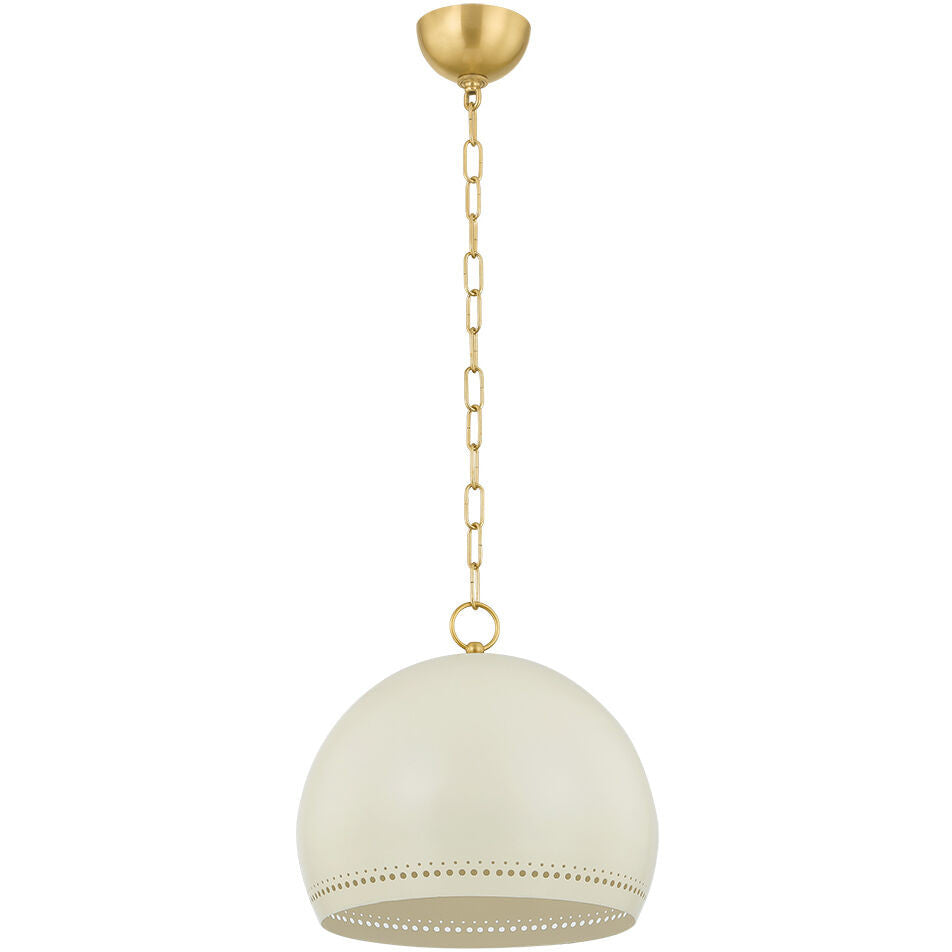 Mitzi 1 Light Pendant in Aged Brass/Soft Cream H834701S-AGB/SCR