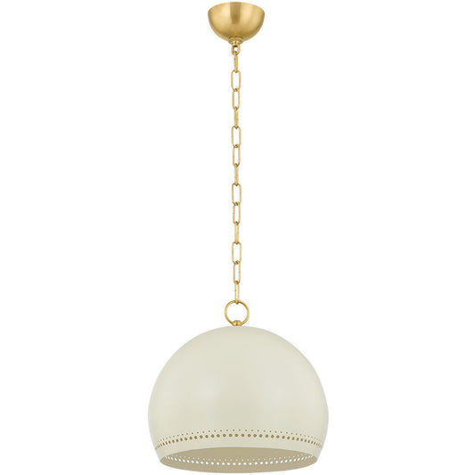 Mitzi 1 Light Pendant in Aged Brass/Soft Cream H834701S-AGB/SCR