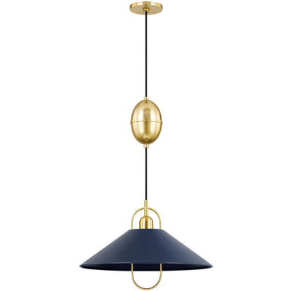 Mitzi 1 Light Pendant in Aged Brass/Soft Navy H866701-AGB/SNY