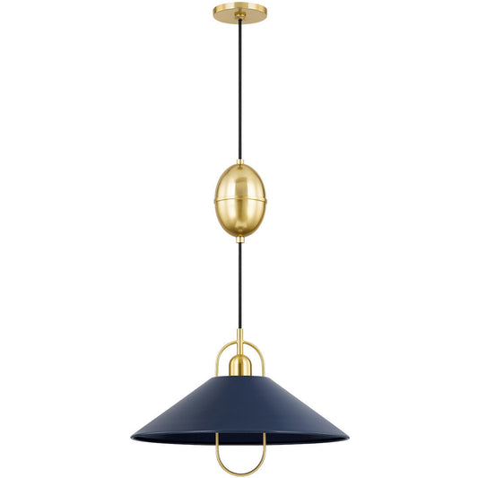 Mitzi 1 Light Pendant in Aged Brass/Soft Navy H866701-AGB/SNY