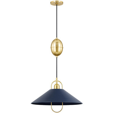 Mitzi 1 Light Pendant in Aged Brass/Soft Navy H866701-AGB/SNY