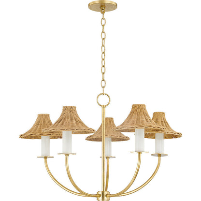 Mitzi 5 Light Chandelier in Gold Leaf/Textured On White Combo H852805-GL/TWH