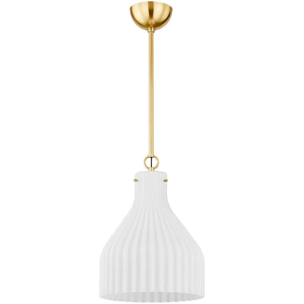 Mitzi 1 Light Pendant in Aged Brass/Soft Cream H834701L-AGB/SCR