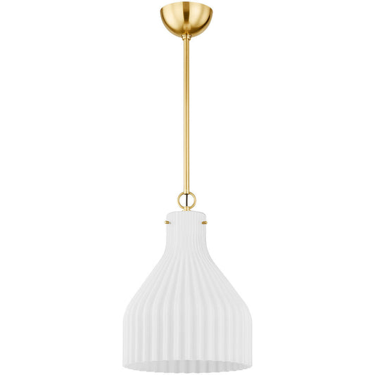 Mitzi 1 Light Pendant in Aged Brass/Soft Cream H834701L-AGB/SCR