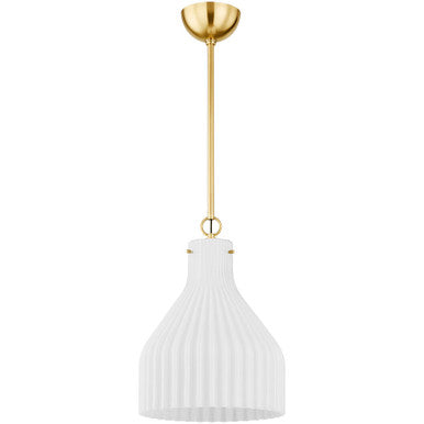 Mitzi 1 Light Pendant in Aged Brass/Soft Cream H834701L-AGB/SCR