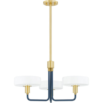 Mitzi 3 Light Chandelier in Aged Brass/Slate Blue H886803-AGB/SBL