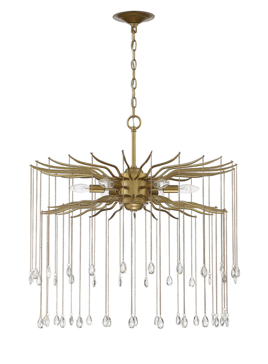 Lumanity Lighting Lark 6-Light Round Statement Brass and Crystal Chandelier in Brass  L090-0019