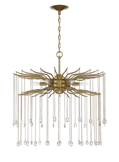 Lumanity Lighting Lark 6-Light Round Statement Brass and Crystal Chandelier in Brass  L090-0019