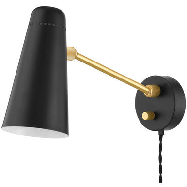 Mitzi 1 Light Plug-in Sconce in Aged Brass HL598201-AGB/SBK