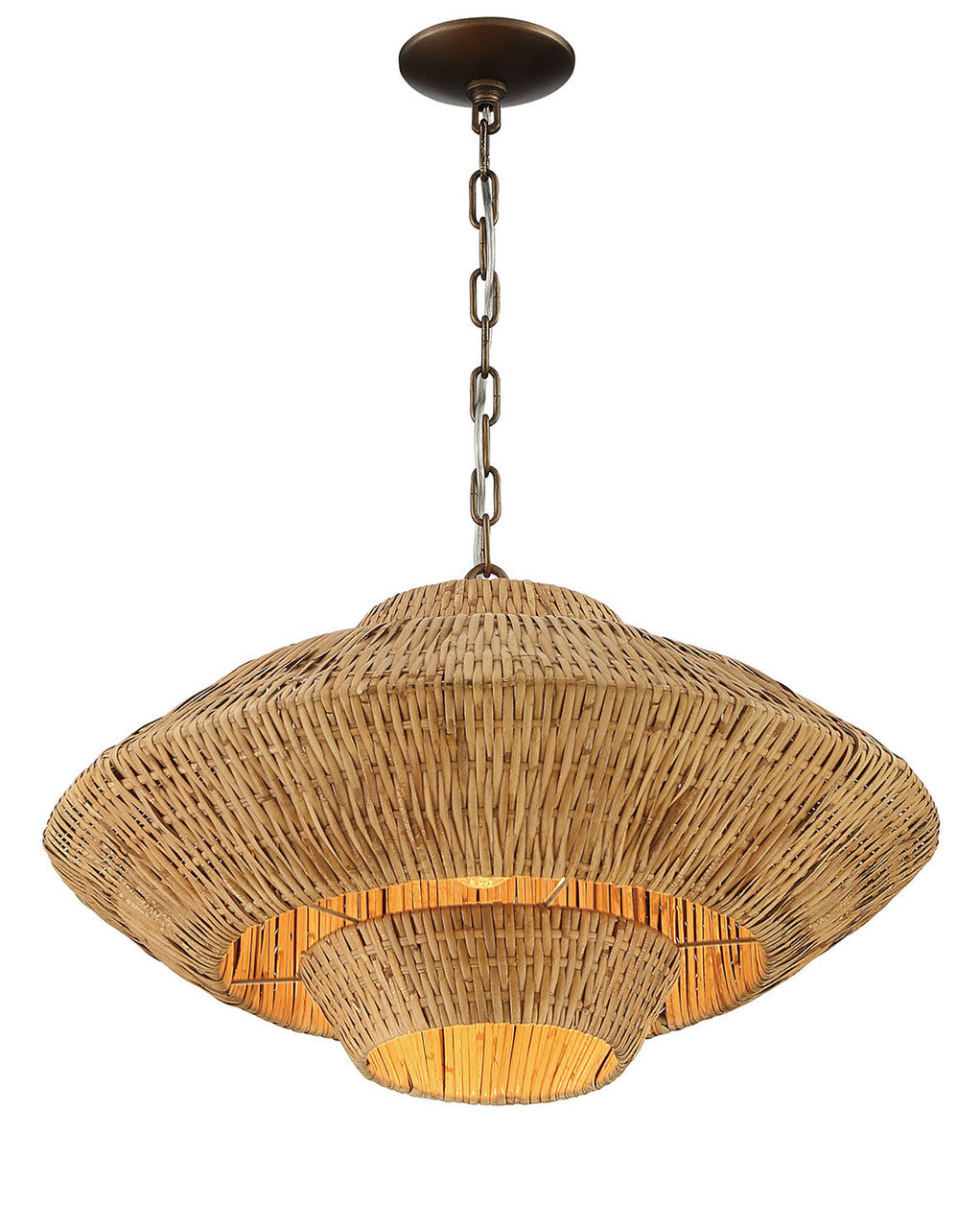 Lumanity Lighting Luca Single-Light Rattan 3-Tier Chandelier in Hand Painted Bronze  L090-0006