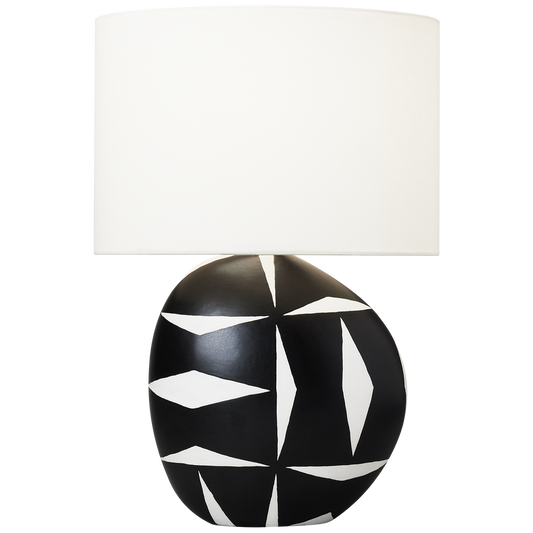 Visual Comfort Studio Hable Franz Table Lamp in White Leather W Black Leather HT1041WLBL1