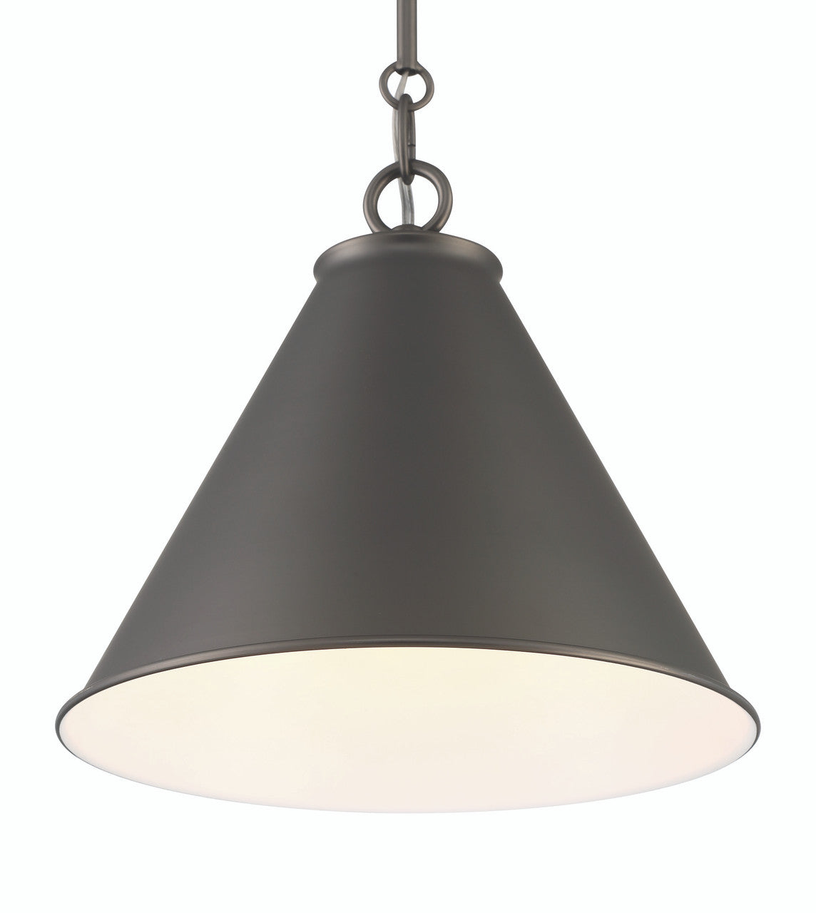 Lumanity Lighting Lincoln Tapered Metal 11" Dome Dark Bronze Pendant Light in Plated Dark Bronze, Off White Enamel  L090-0037