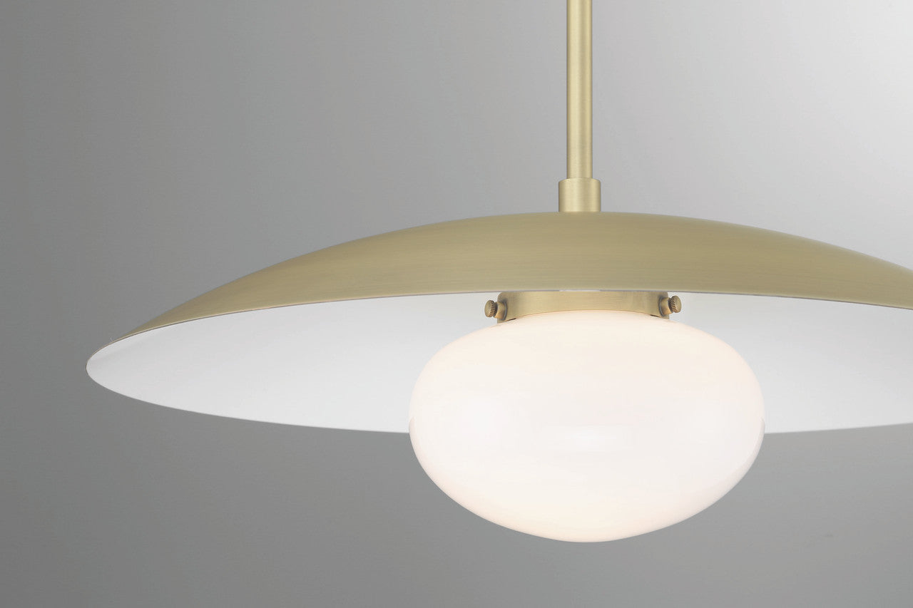 Lumanity Lighting Declan Modern Disc Satin Brass 18" Pendant Ceiling Light  in Plated Classic Satin Brass, Off White Enamel  L090-0040