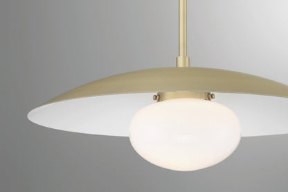 Lumanity Lighting Declan Modern Disc Satin Brass 18" Pendant Ceiling Light  in Plated Classic Satin Brass, Off White Enamel  L090-0040