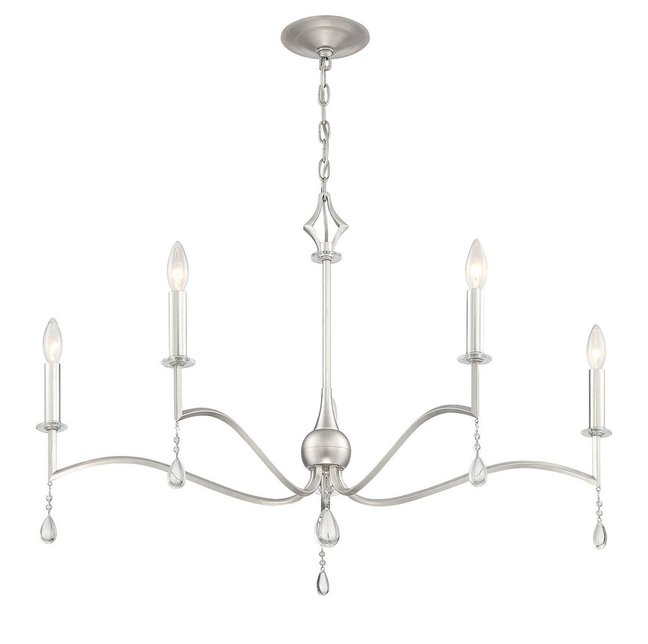 Lumanity Lighting Vivienne Statement 4-Light Silver and Crystal Chandelier in Antique Silver Leaf  9000-2002