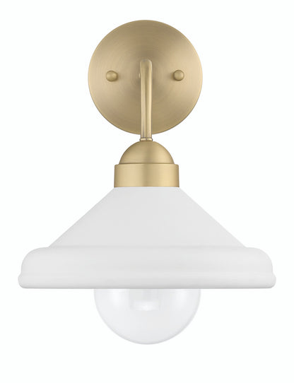 Lumanity Lighting Brooks Matte White 10" Wall Sconce Barn Light with Bulb in Painted Matte White, Gold Leaf, Satin Brass  L050-0007