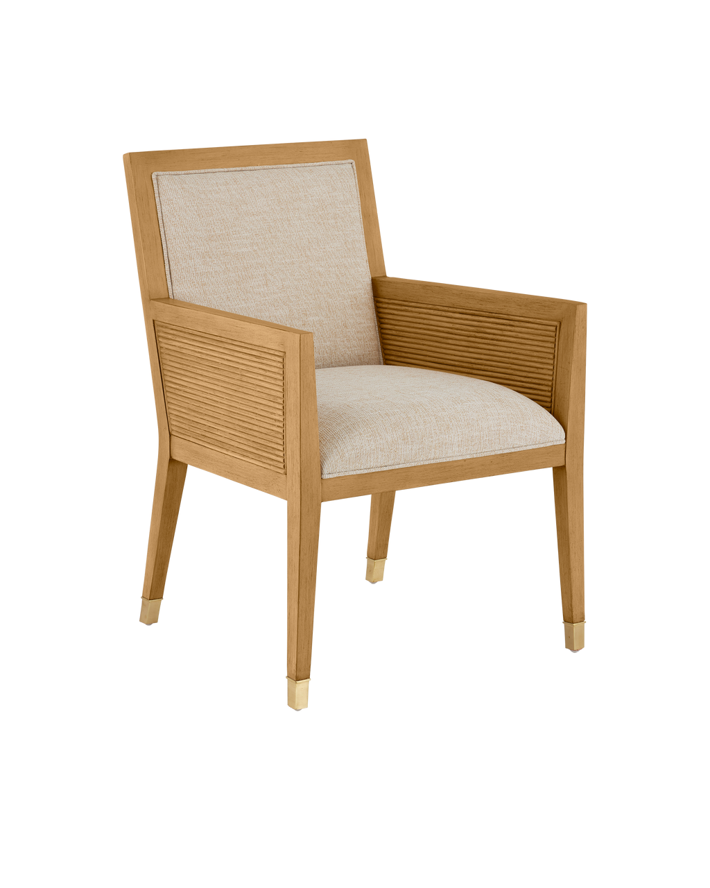 Currey & Co Santos Sea Sand Armchair, Liller Malt in Sea Sand/UV Liller Malt/Satin Brass 7000-0862