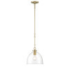 Lumanity Lighting Quinn Seeded Glass 10" Dome Antique Brass Pendant Light in Plated Antiqued Brass  L090-0034