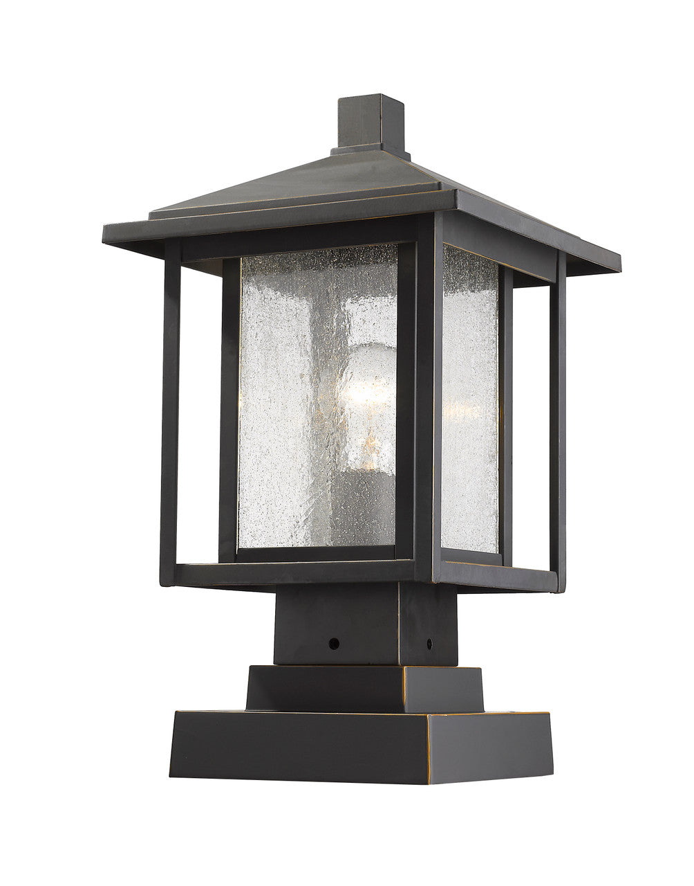 Z-Lite Aspen 1 Light Outdoor Pier Mounted Fixture in Oil Rubbed Bronze 554PHMS-SQPM-ORB