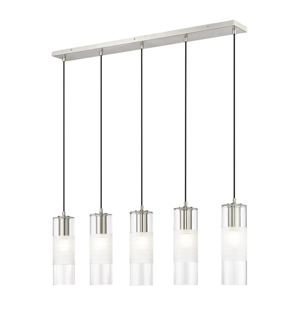 Z-LITE Alton 5 Light Linear Chandelier in Brushed Nickel 824P-5L-BN