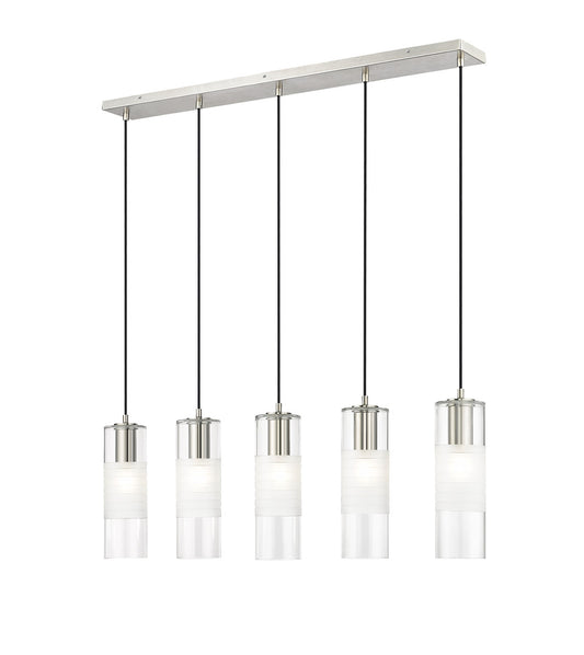 Z-LITE Alton 5 Light Linear Chandelier in Brushed Nickel 824P-5L-BN