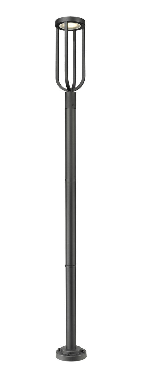 Z-LITE Leland 1 Light Outdoor Post Mounted Fixture in Sand Black 5005PHB-567P-BK-LED