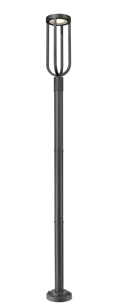 Z-LITE Leland 1 Light Outdoor Post Mounted Fixture in Sand Black 5005PHB-567P-BK-LED