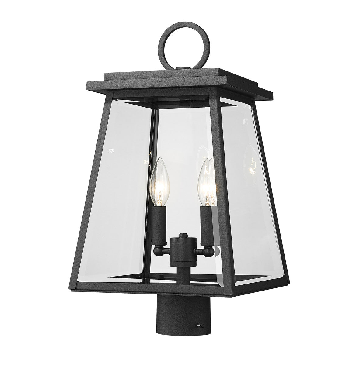 Z-Lite Broughton 2 Light Outdoor Post Mount Fixture in Black 521PHMR-BK