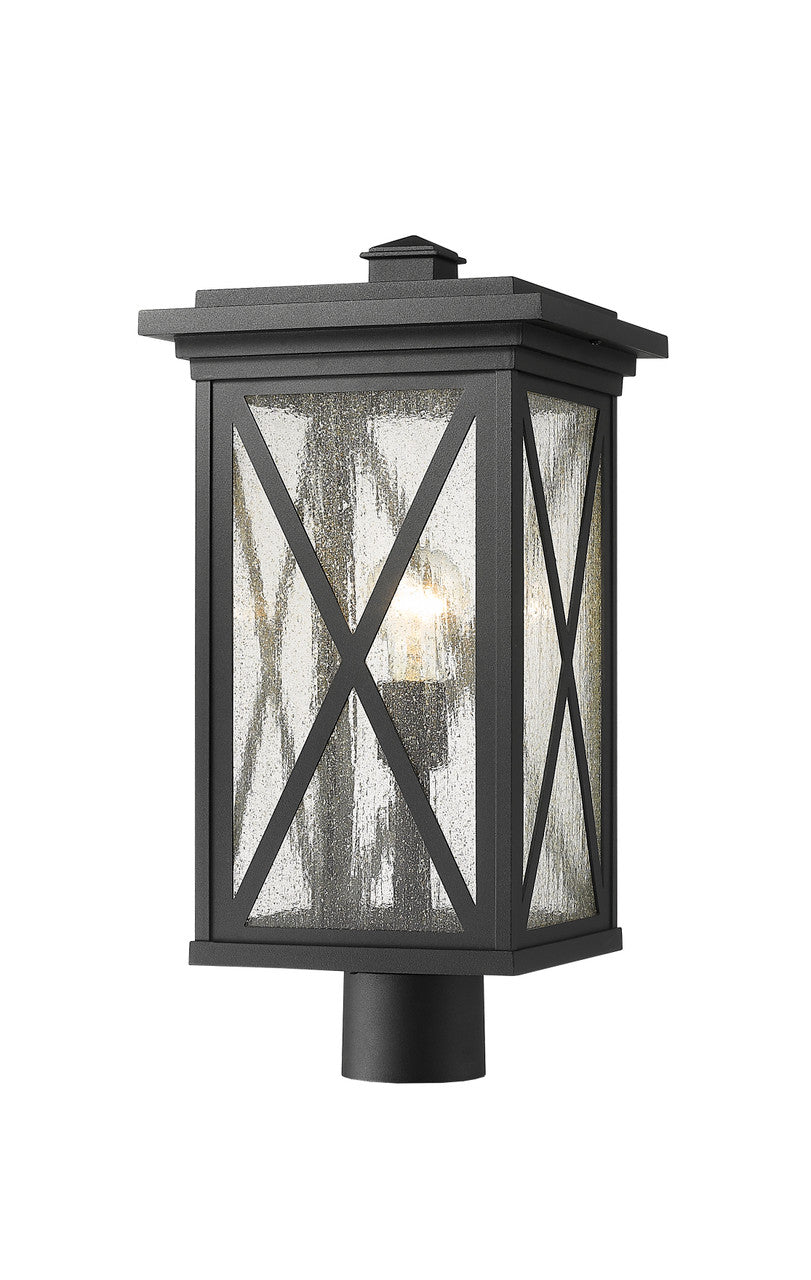 Z-Lite Brookside 1 Light Outdoor Post Mount Fixture in Black 583PHBR-BK