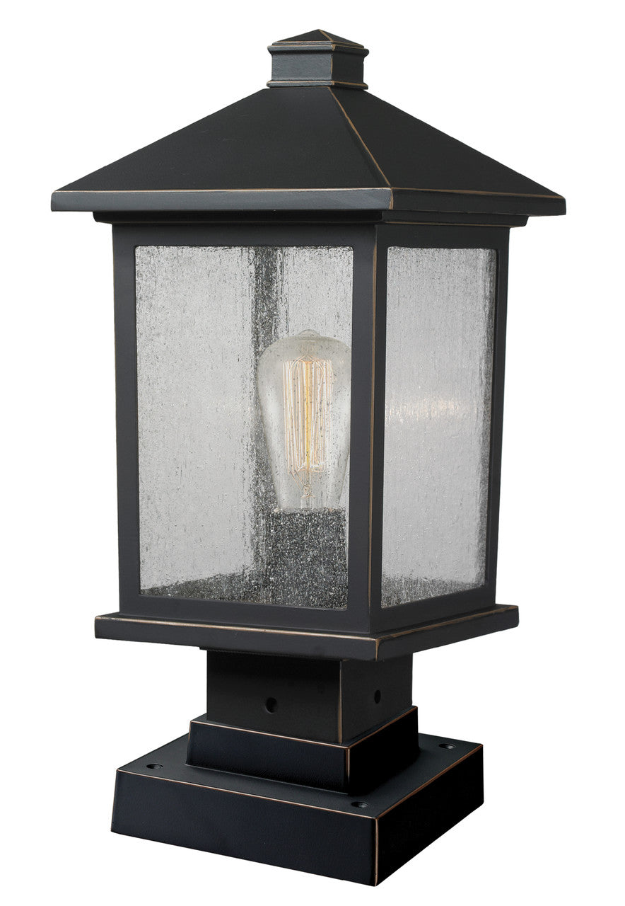 Z-Lite Portland 1 Light Outdoor Pier Mounted Fixture in Oil Rubbed Bronze 531PHMS-SQPM-ORB