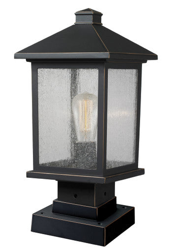 Z-Lite Portland 1 Light Outdoor Pier Mounted Fixture in Oil Rubbed Bronze 531PHMS-SQPM-ORB