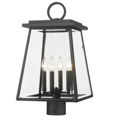 Z-Lite Broughton 4 Light Outdoor Post Mount Fixture in Black 521PHBR-BK