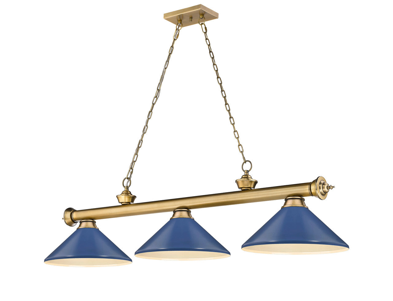 Z-Lite Cordon 3 Light Billiard in Rubbed Brass 2306-3RB-MNB