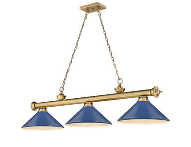 Z-Lite Cordon 3 Light Billiard in Rubbed Brass 2306-3RB-MNB