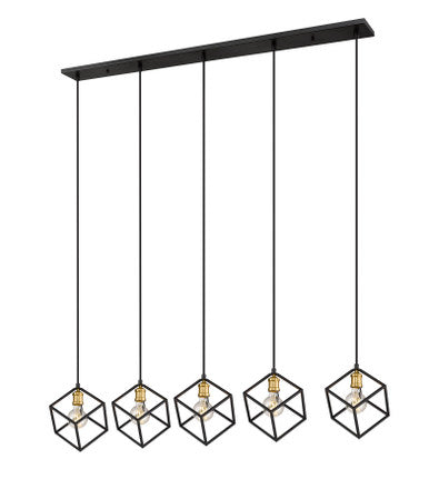 Z-Lite Vertical 5 Light Linear Chandelier in Bronze + Olde Brass 478-5L-BRZ-OBR