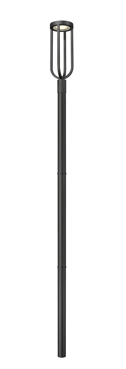 Z-LITE Leland 1 Light Outdoor Post Mounted Fixture in Sand Black 5005PHB-5009P96-BK-L