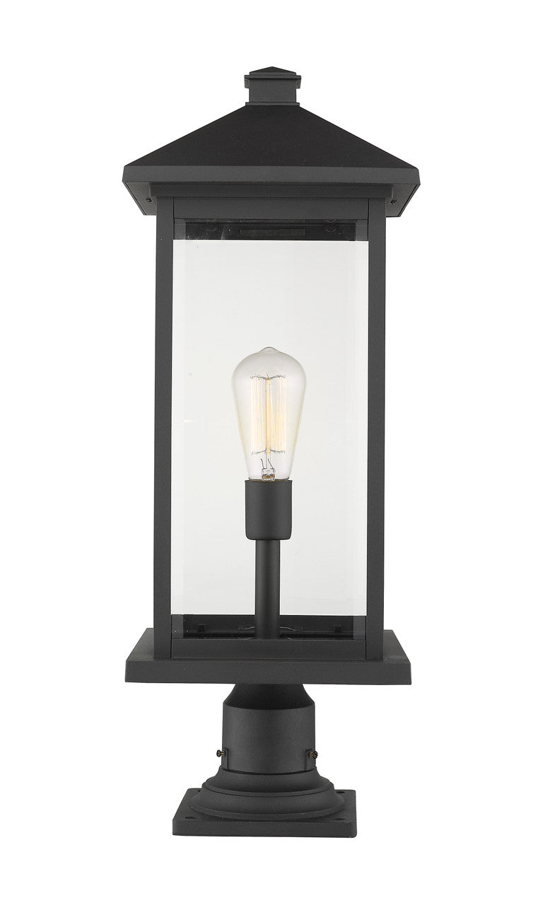 Z-Lite Portland 1 Light Outdoor Pier Mounted Fixture in Black 531PHBXLR-533PM-BK