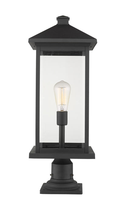 Z-Lite Portland 1 Light Outdoor Pier Mounted Fixture in Black 531PHBXLR-533PM-BK